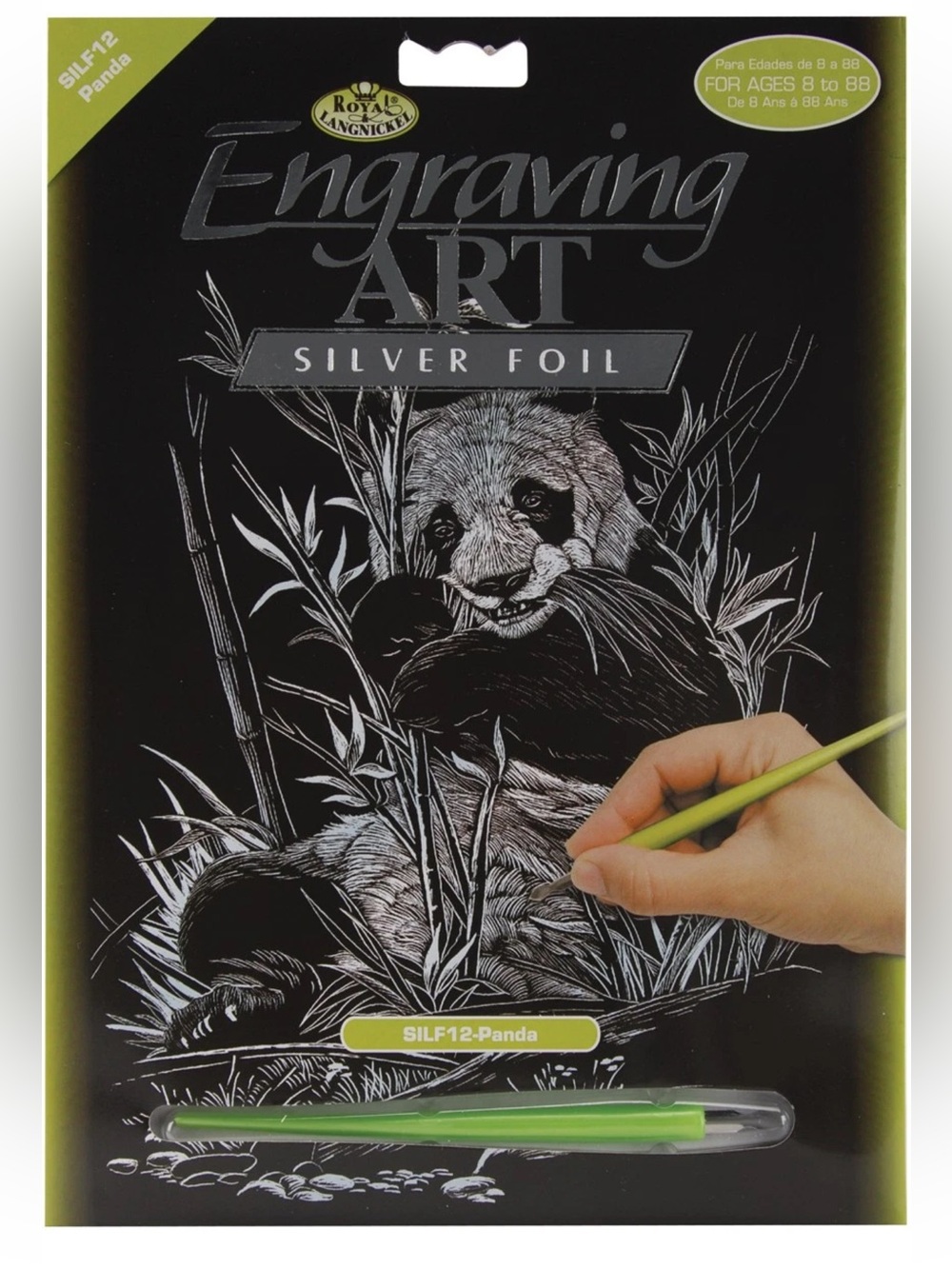 Silver Foil Engraving Art Kit 8X10 Panda
